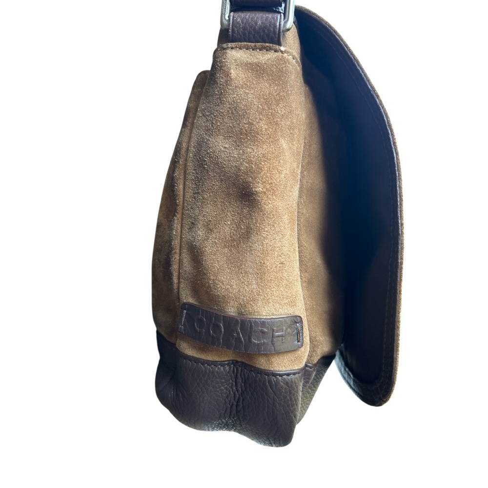 Coach Suede Messenger Bag F70416 | Brown Leather Crossbody | Unisex Vintage - Picture 12 of 17